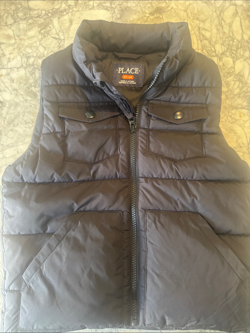 The Children's Place Black Puffer Vest with Snap Flap Pockets s/p 5:6